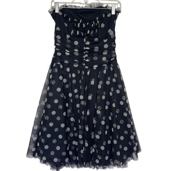SCOTT MCCLINTOCK Vintage Women’s Black and White Polka Dot Mini Dress - Picture 4 of 5